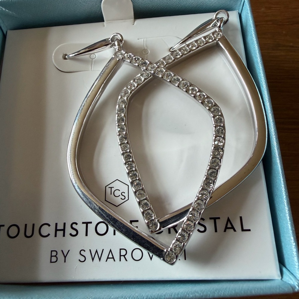 Touchstone Crystal Silver Hoop Earrings - Picture 4 of 4